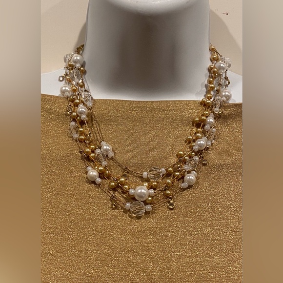 Tiny gold balls on a delicate string necklace and bracelet - Picture 11 of 11